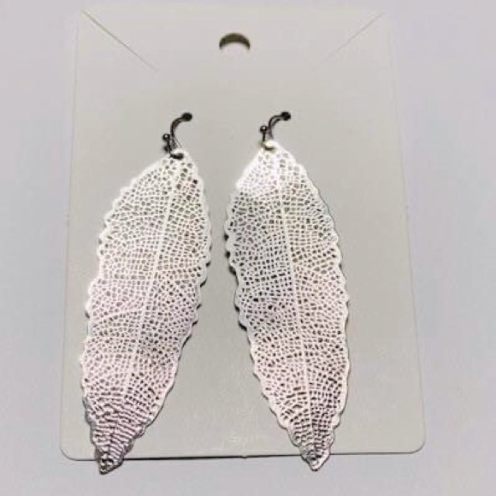 Delicate Silver Leaf Earrings- NWT